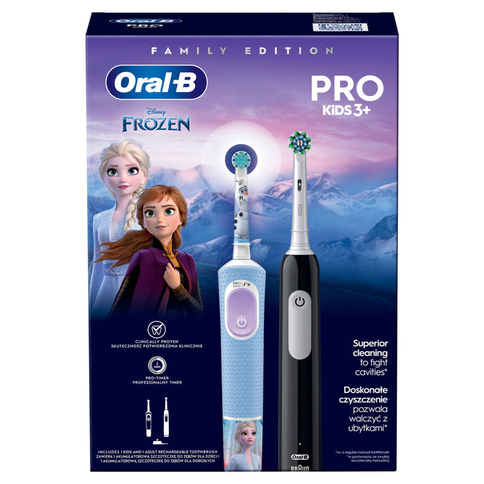 ORAL-B Family Edition duopack, set, električna zubna četkica Pro Series 1 Black + Pro Kids 3 + Frozen