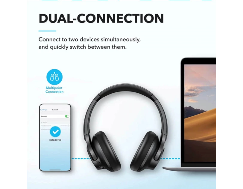 Anker Soundcore Q20i naglavne bežične Bluetooth 5, slušalice s mikrofonom, 60h, EQ, crne A3004G11