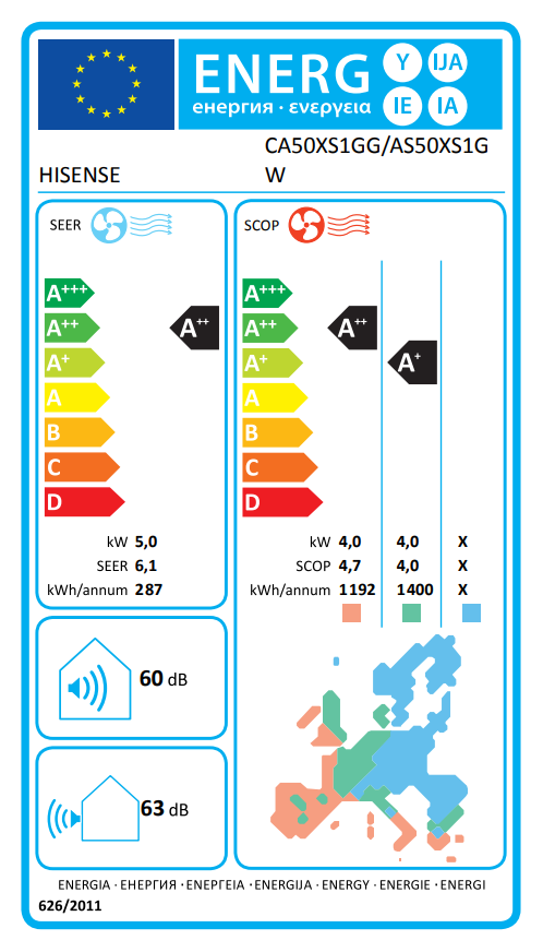 Klima uređaj 5,0 kW Hisense CA50XS1GG/AS50XS1GW
