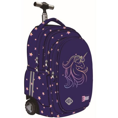 Ruksak školski St.Right Unicorn Glow na kotačima 17"