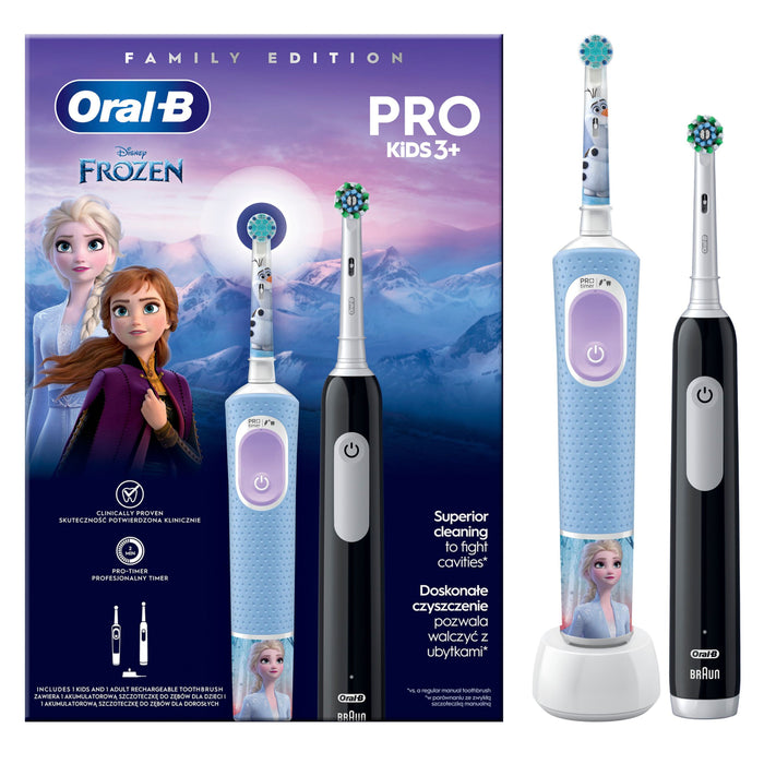 ORAL-B Family Edition duopack, set, električna zubna četkica Pro Series 1 Black + Pro Kids 3 + Frozen