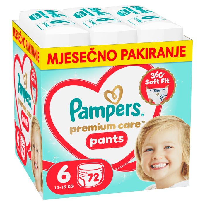 PAMPERS Premium Care Pants, pelene - gaćice, Vel. 6, 13kg-19kg, 72 kom