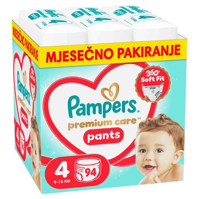 PAMPERS Premium Care Pants, pelene - gaćice, Vel. 4, 9kg-15kg, 94 kom