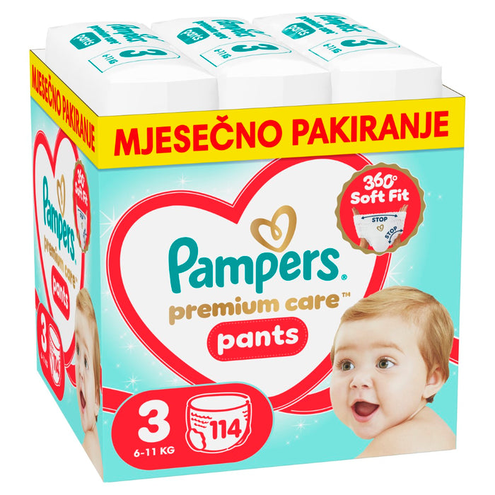 PAMPERS Premium Care Pants, pelene - gaćice, Vel. 3, 6kg-11kg, 114 kom
