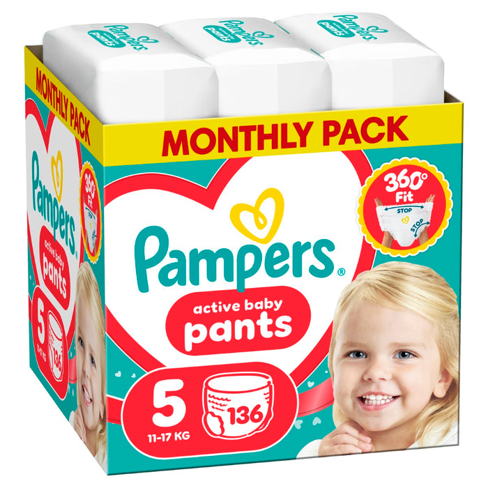 PAMPERS Active Baby Pants, pelene - gaćice, Vel. 5, 11kg-17kg, 136 kom