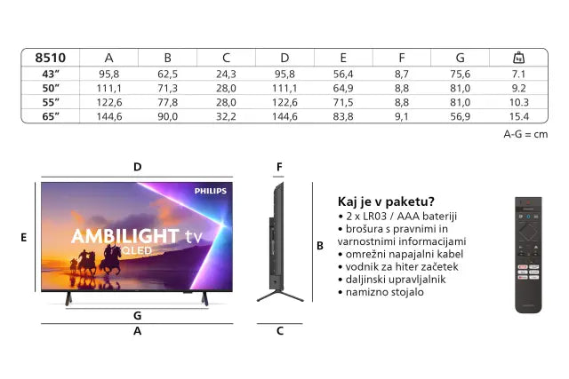 PHILIPS 65PUS8510, 165.1cm (65"), QLED, UHD 4K Smart TV, Titan OS - Ambilight
