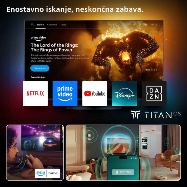 PHILIPS 65PUS8510, 165.1cm (65"), QLED, UHD 4K Smart TV, Titan OS - Ambilight