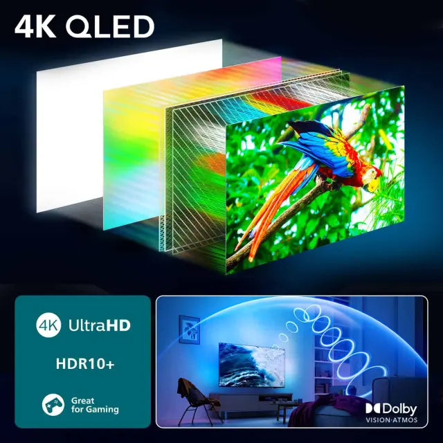 PHILIPS 65PUS9010, 165.1cm (65"), QLED, UHD 4K 120Hz, Smart TV, Titan OS - Ambilight