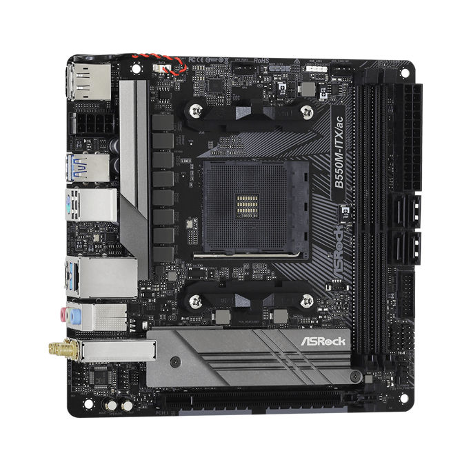 ASRock B550M-ITX/AC, AMD B550, AM4, DDR4, Mini-ITX, 90-MXBDH0-A0UAYZ