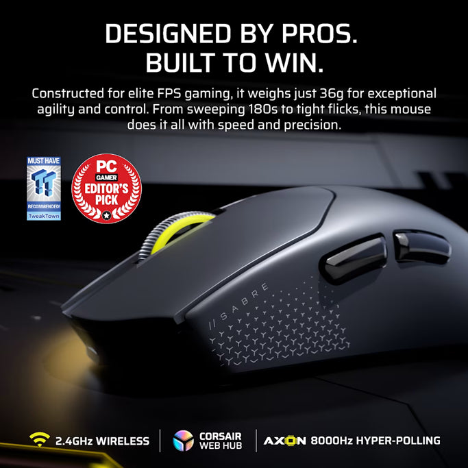 Corsair bežični miš SABRE V2 Pro Ultralight Wireless, Black, CH-931G000-WW