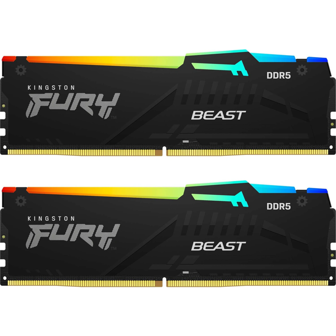DDR5 64GB (2x32) Kingston, 6400MHz, CL32, Fury Beast Black RGB, Intel XMP/AMD Expo, KF564C32BBEAK2-64