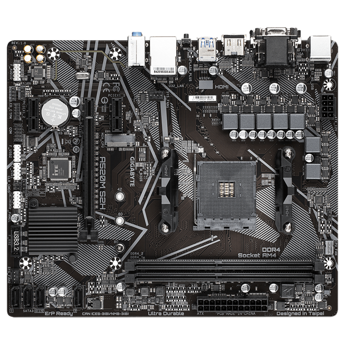 Gigabyte A520M S2H, AMD A520, AM4, DDR4, mATX