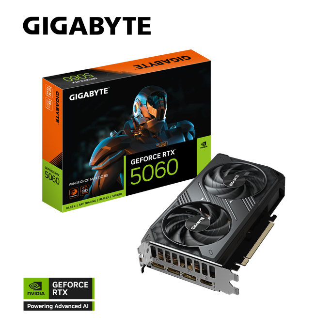 Gigabyte RTX5060 Windforce MAX OC, 8GB GDDR7, NVIDIA GeForce