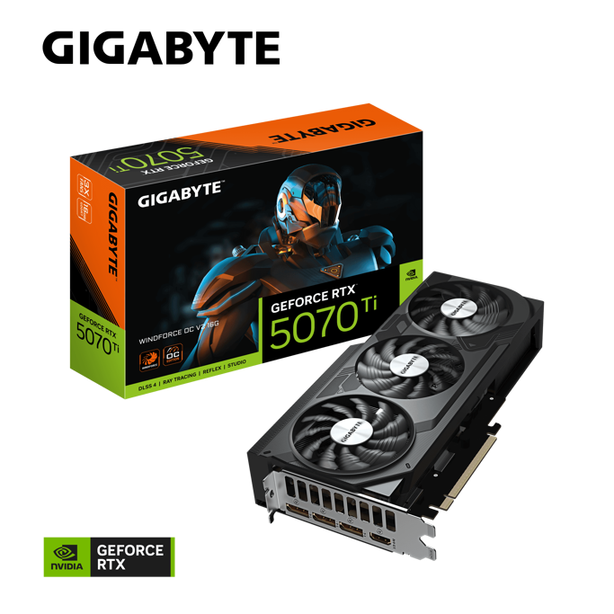 Gigabyte RTX5070Ti WINDFORCE OC SFF, 16GB GDDR7, NVIDIA GeForce, GV-N507TWF3OCV2-16GD