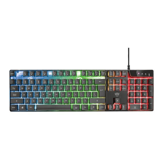 Komplet Trust GXT 838 Azor tipkovnica + miš, Gaming, osvjetljena, US, crna, USB, 23289 (PS4, PS5, Xbox)