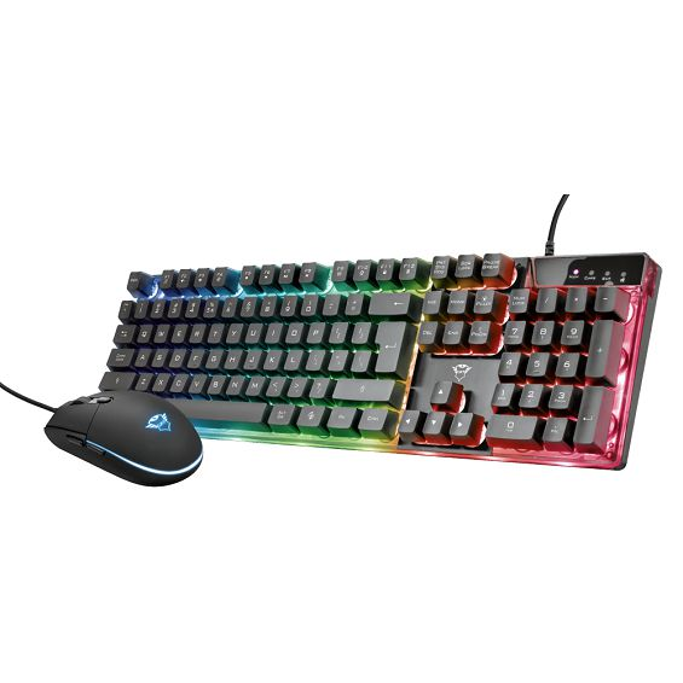 Komplet Trust GXT 838 Azor tipkovnica + miš, Gaming, osvjetljena, US, crna, USB, 23289 (PS4, PS5, Xbox)
