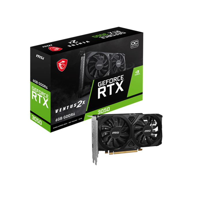 MSI RTX3050 Ventus 2X E 6G OC, 6GB GDDR6, NVIDIA GeForce, V812-055R