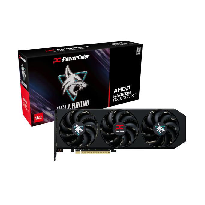 PowerColor RX9060XT Hellhound OC, 16GB DDR6, AMD Radeon, RX9060XT 16G-L/OC