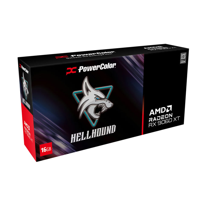 PowerColor RX9060XT Hellhound OC, 16GB DDR6, AMD Radeon, RX9060XT 16G-L/OC