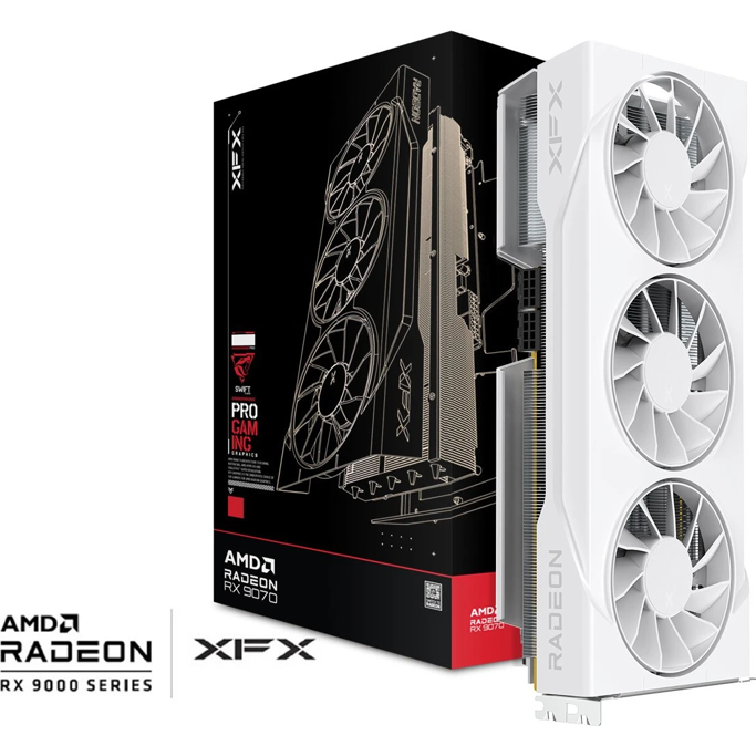 XFX RX9070GRE Swift Triple Fan, 12GB GDDR6, AMD Radeon, White, RX-97GRE29W7